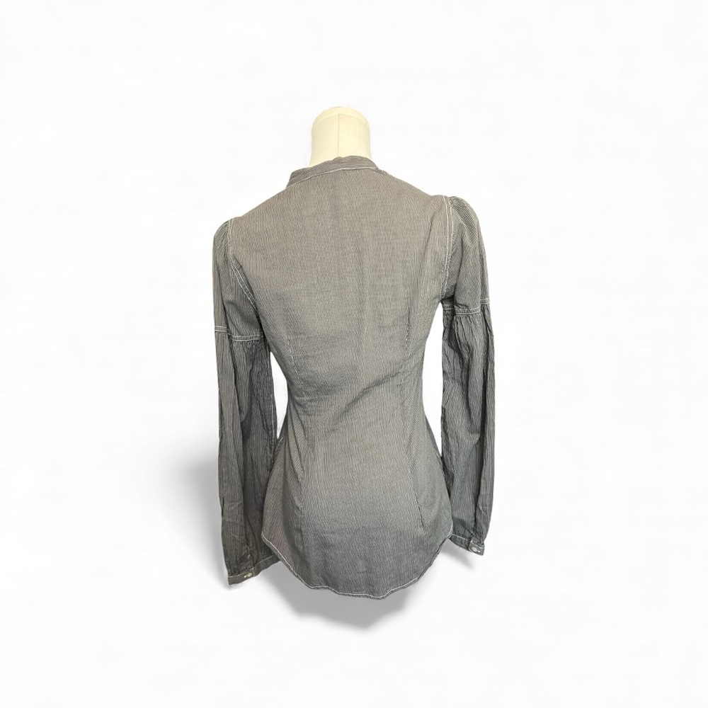 EUC Converse All Star gray & white thin stripe long sleeve blouse | sz XS - Picture 4 of 9